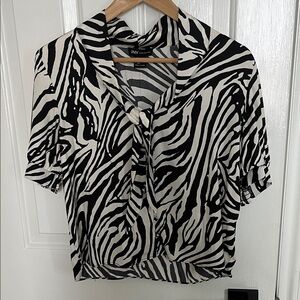 Jones New York Zebra Print Blouse - Black and White